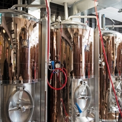 Fermentation tanks at Big Rock Brewery's brewpub