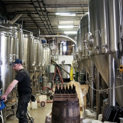 The production area at Blood Brothers Brewing