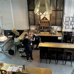 Looking down on the bar at Blood Brothers Brewing