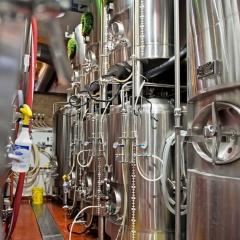 The brewhouse at Eastbound Brewing Company