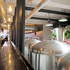 Overlooking the brewhouse at Eastbound Brewing Company