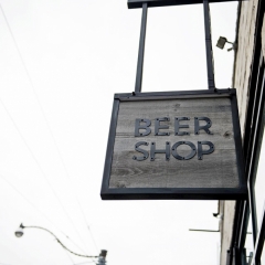 "Beer Shop" sign outside of Eastbound Brewing Company