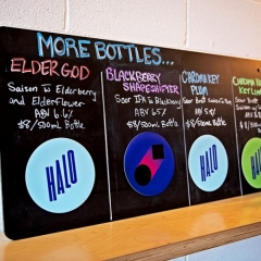 Halo Brewery's bottle list