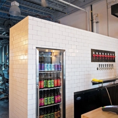 Halo Brewery's bar and bottle fridge