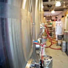 Fermentation tanks at Halo Brewery