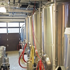 Fermentation tanks at Halo Brewery