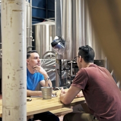 Chatting at Henderson Brewing Company