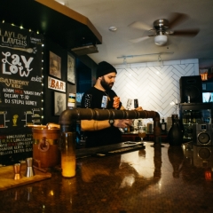 Colin Weadick pours a pint