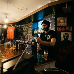 Colin Weadick pours a pint