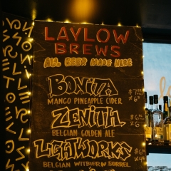 The tap list at Laylow Brewery (May, 2019)