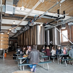 Seating area at Left Field Brewery