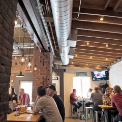 Seating area at Left Field Brewery