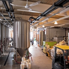 The production area at Left Field Brewery