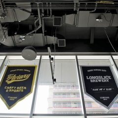 Sports banners inside the Aviary