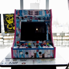 The homemade arcade game at the Aviary
