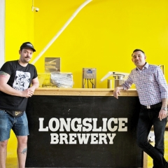 Jimmy Peat and Nick Purdy at Longslice Brewery