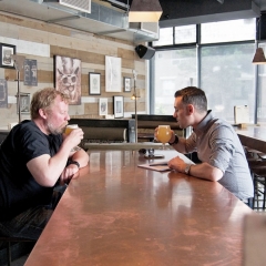 Darrin Earley and Nick Purdy share a pint