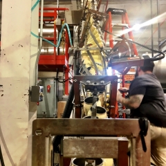 Working the canning line